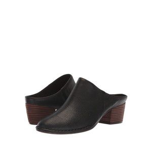 Clarks Spiced Isla Women's Leather Block Heel Mules - Black Sz 9